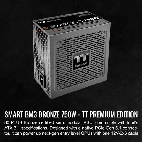 Beefy 750W Semi Modular Power Supply For PC, 80 Plus Bronze, ATX 3.1 And PCIe 5 Ready, smart zero fan design