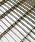 Close-up of 8 By 30 Floor Grille With Fixed Blades Brown Finish, Heavy Duty Reinforced Steel Floor Air Vent Cover for 8 By 30 Duct Openings