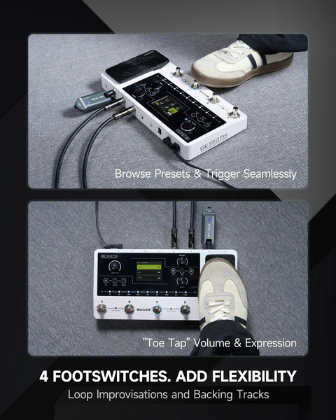 GE150 Pro Guitar Multi Effects Processor With 200 Presets, 170 Effects, 55 Amp Models, 4 footswitch design on floor
