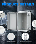 Heavy Duty Outdoor Junction Box Waterproof IP67 ABS Plastic Electrical Enclosure With Stainless Steel Latch, open with water seal features.