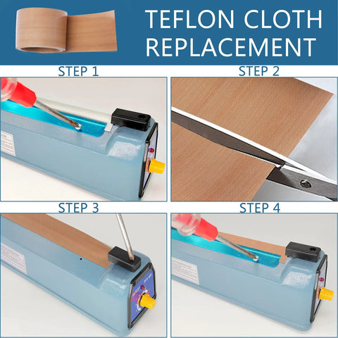 Tabletop 16 Inch Heat Sealer For Mylar Bags And Plastic Poly Bags 110 Volt Manual Bag Sealing Machine Heavy Duty Pro Grade Seal Teflon Cloth Replacement Instructions