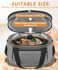 Insulated Double Layer Travel Bag For 6 To 8 Quart Oval Crock Pot Slow Cooker Keeps Food Warm On The Go Durable Carry Handles