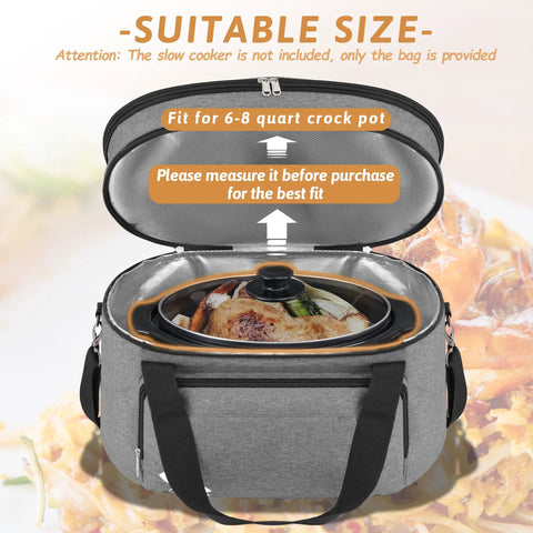 Insulated Double Layer Travel Bag For 6 To 8 Quart Oval Crock Pot Slow Cooker Keeps Food Warm On The Go Durable Carry Handles