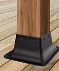 Beefy 4x4 Post Bases With Brackets And Internal Railing Anchors For 3.5x3.5 Wood Posts, Powder Coated Steel, Heavy Duty Support