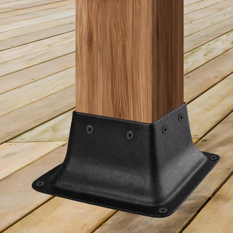 Beefy 4x4 Post Bases With Brackets And Internal Railing Anchors For 3.5x3.5 Wood Posts, Powder Coated Steel, Heavy Duty Support