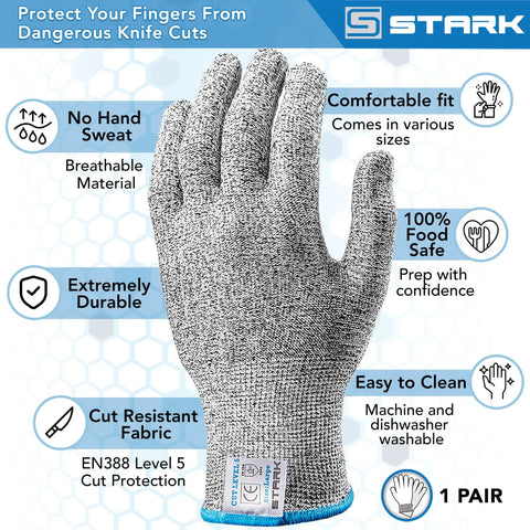 Ultra Safe Cut Resistant Gloves Level 5 Protection For Kitchen Prep Meat Handling Filleting Shucking Slicing Carving Large XL Size
