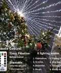 403Ft 1000 LED Outdoor Christmas Lights With 8 Modes And Timer Waterproof Green Wire on tree with ornaments and remote control