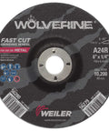 6 Inch Type 27 Grinding Wheel A24R One Quarter Inch Thick Open Arbor Seven Eighths Inch Bore Pack Of 10 Weiler Branding