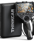 4 Way Articulating Borescope With Light, 5 Inch HD Endoscope Camera With 6 Adjustable LEDs, 5 Foot Flexible Probe For Automotive Engine Inspections And Hard To Reach Areas, case and probe shown