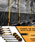 4 Pack Heavy Duty 2 Inch By 27 Foot Ratchet Tie Down Straps With Flat Hooks securing cargo on a truck with 10000 lbs break strength