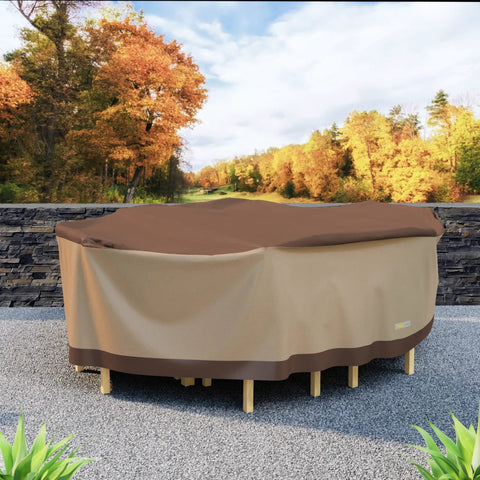 Tough As Nails All Weather Waterproof Patio Table And Chair Cover For Rectangular Or Oval Tables Up To 107 Inches Fits Six Chairs