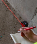 All In One 3 In 1 Laser Tape Measure With Auto Level, 197ft Laser Distance Meter, 16ft Digital Tape With Fractions, Built In Level, Rechargeable Electronic Tape For Builders And Contractors measuring a wall corner