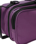 Close-up of Rugged Slick Flute Case Cover For Large Molded Instruments Built Different With Heavy Duty 600D Nylon Purple Exterior.