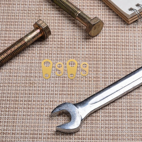 8 Piece Weight Driven Clock Chain Hook Set For Antique Grandfather Floor Clocks on woven surface with bolts and wrench