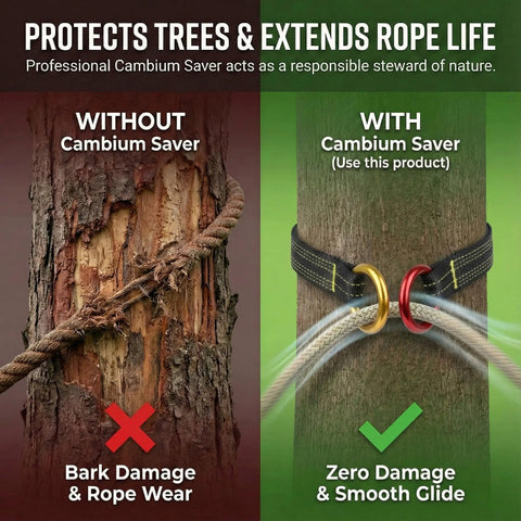 Comparison of bark damage with and without Pro Grade Arborist Friction Saver for Serious Tree Climbing and Cambium Saver Loop Belt Sling.