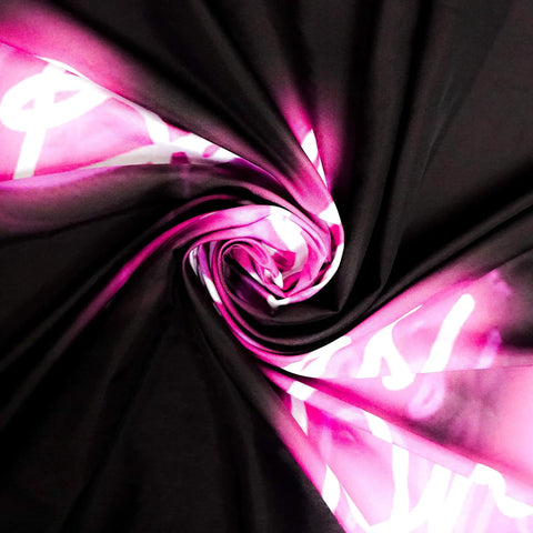 Bad Bitches Only Neon Wall Tapestry For Bedroom And Living Room Outdoor, vibrant pink swirl design on black polyester fabric.