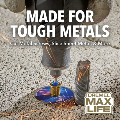 Max Life EZ506HP Premium Metal Cutting Wheel For Rotary Tools One And A Half Inch High Performance in use with sparks