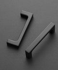 Top view of Square Cabinet Handles Set 10 Pack 3 Inch Matte Black Flat Drawer Pulls For Kitchen Cabinets And Furniture Center To Center 3 Inches