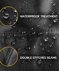 Waterproof treatment on Rugged Outdoor Fire Pit Cover For Rectangular Fire Tables 67L X 37W X 28H, showing double-stitched seams.