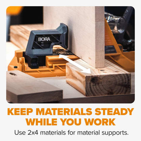 Pro Level Automatic Pocket Hole Jig Kit With Self Calibrating Drill Guide And Fifty Rustproof Screws in use for steady material support.