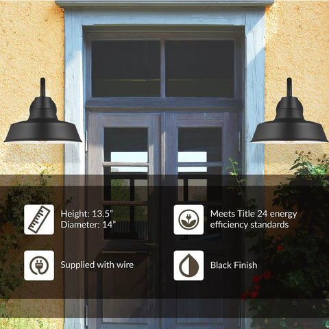 Barn Style Outdoor Wall Lantern One Light Black Finish Built To Last, Weatherproof Aluminum Exterior Sconce by door
