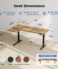 Desk dimensions for Brown 55x28 Inch Reversible L Shaped Electric Standing Desk With Height Adjustable Sit Stand Motorized Base.