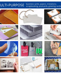 Collage of uses for Built Tough Heavy Duty Corner Rounder Cutter Machine in black with paper and cardstock in various settings