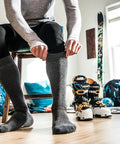 Merino Wool Ski And Snowboard Socks Black Size S To XL For All Day Cozy Warmth And Comfort In Your Boots, Machine Washable, Thin Yet Cushioned