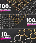 Must Have All In One Hand Drill Kit For Jewelry And Keychain Making With Pin Vise 222 Piece Set Includes Screw Eye Pins Jump Rings Key Rings