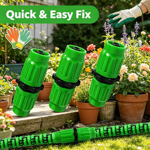 Premium Expandable Hose Repair Kit With Dual Channel Sealing Connectors For Retract Water Hose End Fixing Leaks 25 To 100 Ft Lengths Without Need To Replace Ends Or Tools In Garden Set.