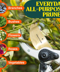 8.5 Inch Titanium Bypass Pruning Shears For Gardening With Japanese Grade High-Carbon Steel Blades cutting branches