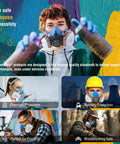 Person wearing Half Face Respirator Mask With A1 Gas Filters And P2 Dust Replacement Filters RD510 Pro Grade Reusable Respirator