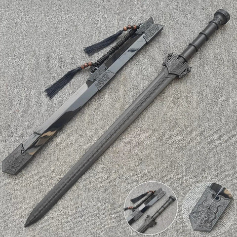 2 Pack Beefy High Strength Polypropylene Practice Swords With Sheath Display Stand And Belt Ancient Style Training Blades