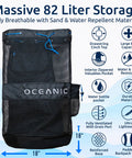 XL Mesh Dive Bag Backpack For Snorkel Gear Lightweight Quick Dry Bag with Padded Straps and Internal Pocket shown with features.