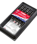 Five Piece Pneumatic Pin And Drift Punch Set In Black Oxide Finish With Quarter Inch, Five Sixteenths Inch, Three Eighths Inch, Seven Sixteenths Inch And Half Inch By Six Inch Punches, Hardened Tool Steel, Pro Grade Made In USA packaged in box
