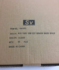 Box labeled A15 130V 15W E27 Brass Base Bulb for Outdoor Clear A15 Light Bulbs 15W 130V 25 Pack For Commercial String Lights