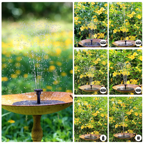 Two And A Half Watt Solar Fountain Pump With Six Nozzles Six To Seven Inch Solar Powered Water Fountain For Bird Bath