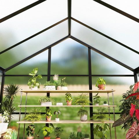 6 By 8 Foot Greenhouse Kit With Aluminum Frame, Polycarbonate Panels, Lockable Door, Adjustable Roof Vent, Easy Assembly For Backyard Garden Or Patio, Ideal Outdoor Greenhouse For Year Round Home Gardening