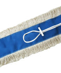 Heavy Hitter 36 Inch Washable Cotton Dust Mop Refill Head For Boss Grade Cleanup blue and beige cotton mop pad with double tie closure