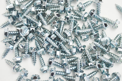 Skip The PreDrill Drama One Thousand Pack Number Seven By Half Inch Self Piercing Screws Pack with hex heads, silver zinc plated, 1000 count.