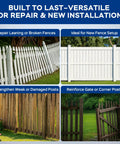 Fix Your Busted Fence Lines Fast With These Dang Solid Cold Rolled Steel Repair Stakes Heavy Duty Post Reinforcement Kit For Leaners And Weak Sections Black 6 Pack used on leaning wooden fences and corner posts.