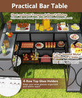 Outdoor Patio Bar Set With Grill Gazebo And Two Bar Stools, Three Piece Bar Table Set With Tempered Glass Bar Table