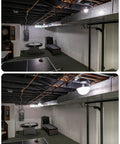 Ceiling Light Cover That Hides Exposed Bulbs In Seconds Clip-On Fit For Most Bulbs And Fixtures Sleek Modern 2 Pack shown in basement