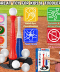 Kids Tball Set With Tee Oversized Bat And Six Oversized Balls For Ages 3 To 5 And Toddlers Easy Hit Practice Outdoor Play Toddler Sports Toy Ideal First Baseball Gear For Little Sluggers displayed on field.