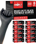 Heavy Duty 6 Mil Black Nitrile Gloves Bulk Pack Of One Thousand Powder Free Latex Free Disposable Care Gear For Mechanics Food Service Tattoo Pros And Gritty Household Chores Serving Up Beast Mode Grip displayed with a clenched fist wearing a glove.