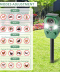 4 Pack Solar Powered Ultrasonic Animal Repeller Outdoor Waterproof With Motion Activated Sensor Strobe Light 5 Frequency Modes To Help Keep Pests At Bay Cats Raccoons Squirrels Deer Rabbits And More, on garden stake