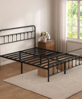 Zero Creak Full Size Metal Bed Frame With Heavy Duty Steel Construction Headboard And Footboard Ready in a bright bedroom.