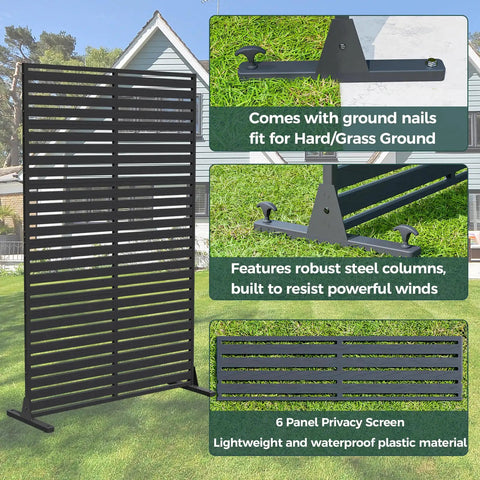 Outdoor Privacy Screen Set Of 2 Interlocking HDPE Panels Freestanding With Stand 72 Inch Height 47 Inch Wide Decorative Privacy Divider