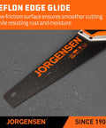 Badass 15 Inch Hand Saw With 8 Tpi Coarse Triple Ground Teeth Cuts Hardwood Fast Using Sk5 High Carbon Steel For Aggressive Ripper Action And Includes Smart Edge Guard on a textured surface.