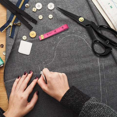 Heavy Duty Fabric Scissors With Ultra Sharp Blades And Comfort Grip For Office Or Home Use, Perfect For Sewing, Crafts, And Arts, Ergonomic Offset Handle For Fatigue Free Cuts And Cuts Like Butter, Precise Results on fabric with chalk and tape measure
